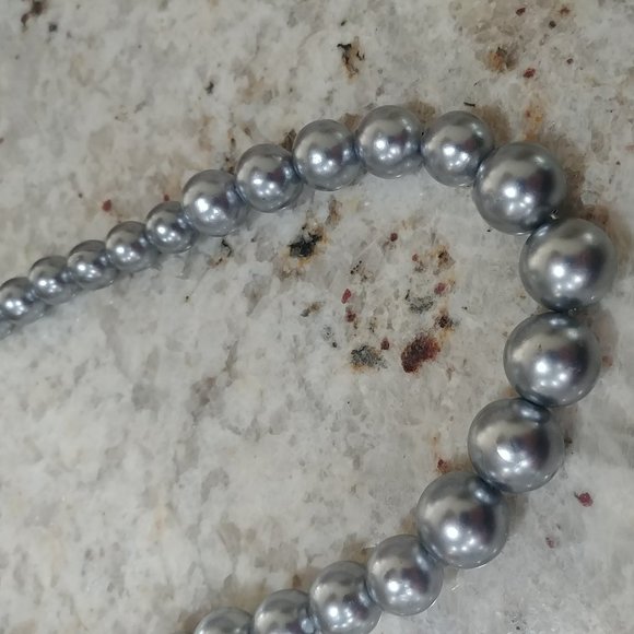 Metallic Silver Plastic Beaded Necklace - Picture 5 of 5